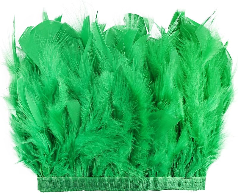 MAOFENG 2 Yards Natural Turkey Feathers Trim Sewing Fringe Fashion Dress Sewing 4-6inch for DIY Handicrafts Costumes Decoration,Green - Image 1